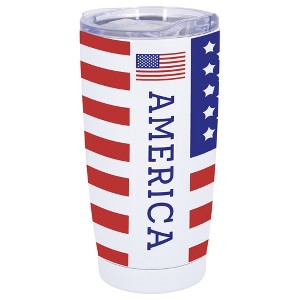 100 North 20 Ounce Stainless Steel On the Go Travel Tumbler With Push Top Lid, America White - 1 of 4