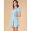 Allegra K Women's V Neck Short Sleeve Ruffle Hem Babydoll Dress - 4 of 4