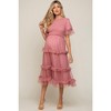 PinkBlush Pink Polka Dot Tulle Smocked Maternity Midi Dress - 2 of 4