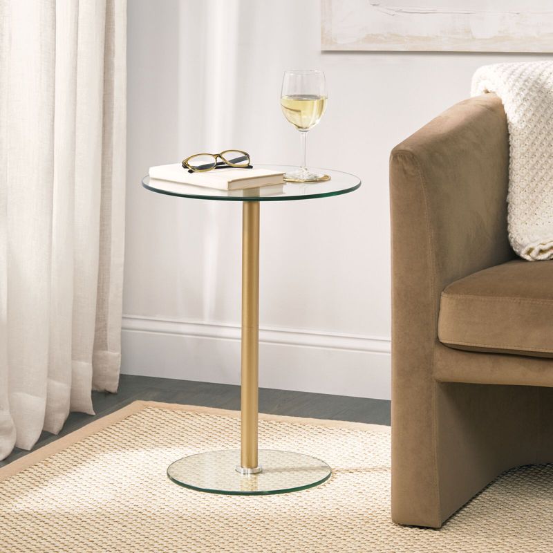 mDesign Metal/Glass Top Round Accent Side/End Drink Table Furniture, 5 of 7