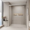 Gulches 56in to 60in W x 72in H Double Sliding Semi frameless Shower Door Brushed Nickel Finish with Clear Glass Explosion proof Film 1 Pc - 4 of 4