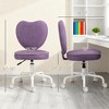 QingMoon Heart Shape Office Chair, Linen Upholstered Desk Chair, Adjustable Swivel Makeup Vanity Chair with Wheels for Bedroom and Home Office - 4 of 4