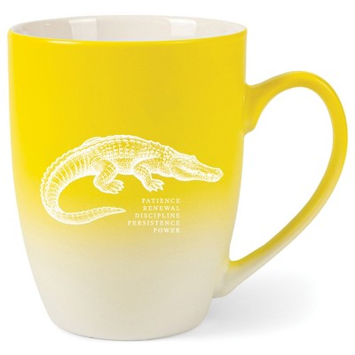 Elanze Designs 12 Ounce Ceramic Decorative Laser Engraved Giftable Novelty Tea Coffee Cup Mug Yellow and White Alligator Patience Renewal Discipline