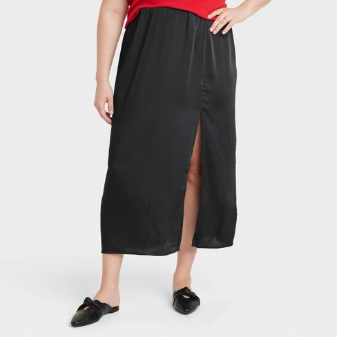 Women's Midi A-Line Slip Skirt - A New Day™ Black XS