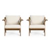 Okak Rusitc Acacia Wood Patio Club Chairs Upholstered Accent Chairs,Set of 2,Boho Outdoor Teak Finish Chair,Outdoor Furniture Seating - 2 of 4