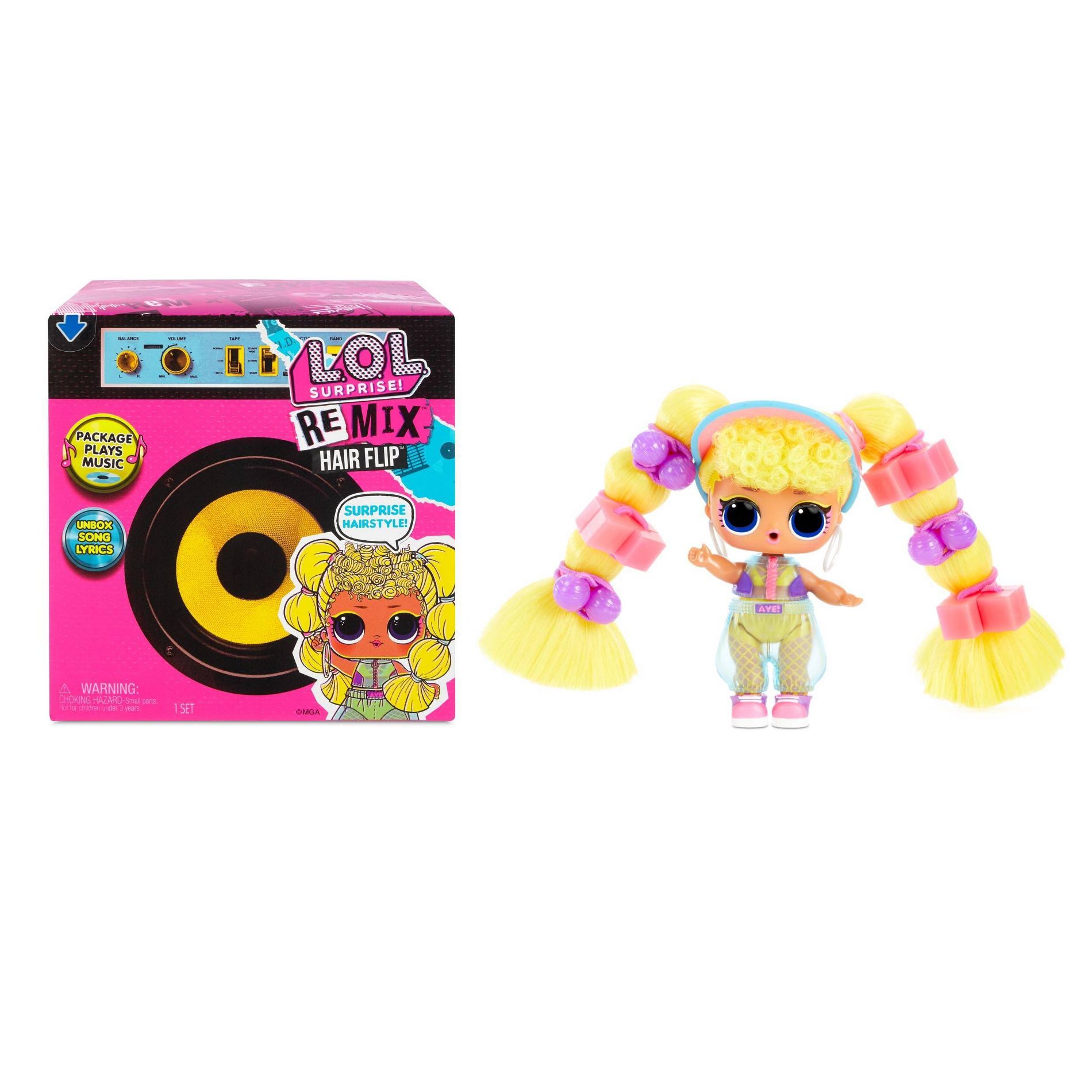 L.O.L. Surprise! Remix Hair Flip Tots with Hair Reveal & Music Mini Figurine: Includes Comb & Outfit