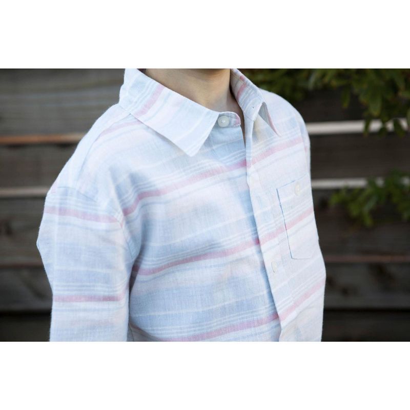Hope & Henry Boys' Linen Short Sleeve Button Down Shirt, Kids, 5 of 7