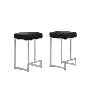 Best Master Furniture,Dorrington Faux Leather Backless Counter Height Stool (Set of 2) - 1 of 2