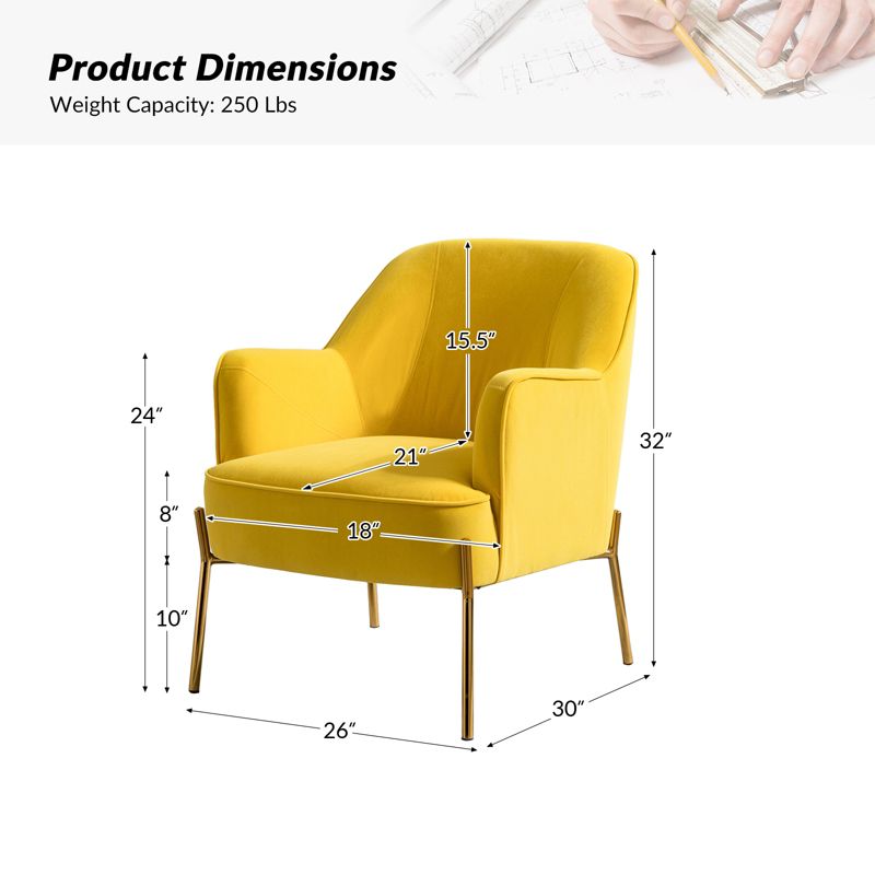 Odo Upholstered Accent Chair Velvet Comfy Living Room  Arm Chair | Karat Home, 5 of 13