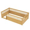 Floor Bed Frame with Fence, Montessori wooden children's floor bed,Wood Kids Floor Beds Frame for Bedroom Playroom,Gray - 4 of 4