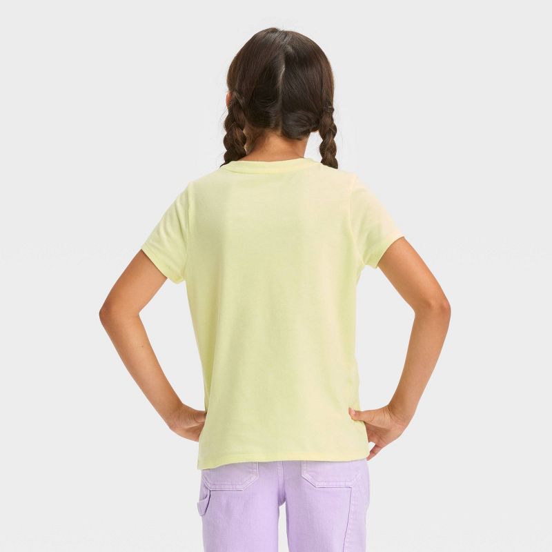 Girls' Short Sleeve 'Flowers' Graphic T-Shirt - Cat & Jack™ Light Yellow, 4 of 5