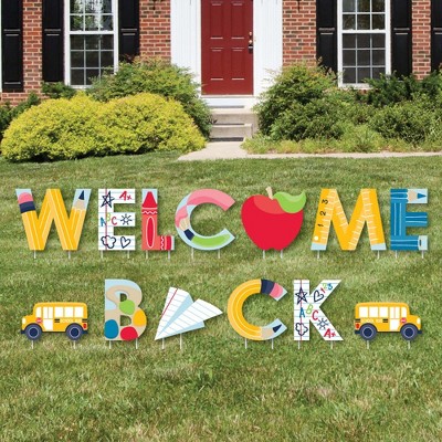 Big Dot of Happiness Back to School - Yard Sign Outdoor Lawn Decorations - First Day of School Classroom Yard Signs - Welcome Back