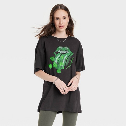 Women's The Rolling Stones St Patrick's Day Short Sleeve Graphic T-Shirt Dress - Black - image 1 of 3