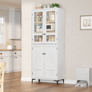 Tall Kitchen Pantry Cabinet with Glass Doors, Food Storage Cabinet with 4 Doors 5 Tier Adjustable Shelves for Kitchen,  Bathroom - 1 of 4