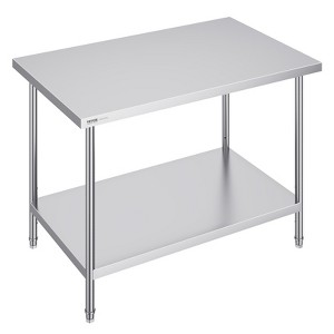 VEVOR Stainless Steel Prep Table, 30 x 48 x 34 Inch, 880 lbs Load Capacity, Heavy Duty Metal Worktable with 3 Adjustable Height Levels - 1 of 4