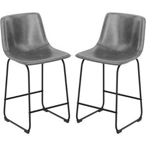 Gikpal Barstools, Counter Height Bar Stools with Back, Modern PU Leather Armless Chairs with Footrest and Metal Legs, for Kitchen Living Room Pub - 1 of 4