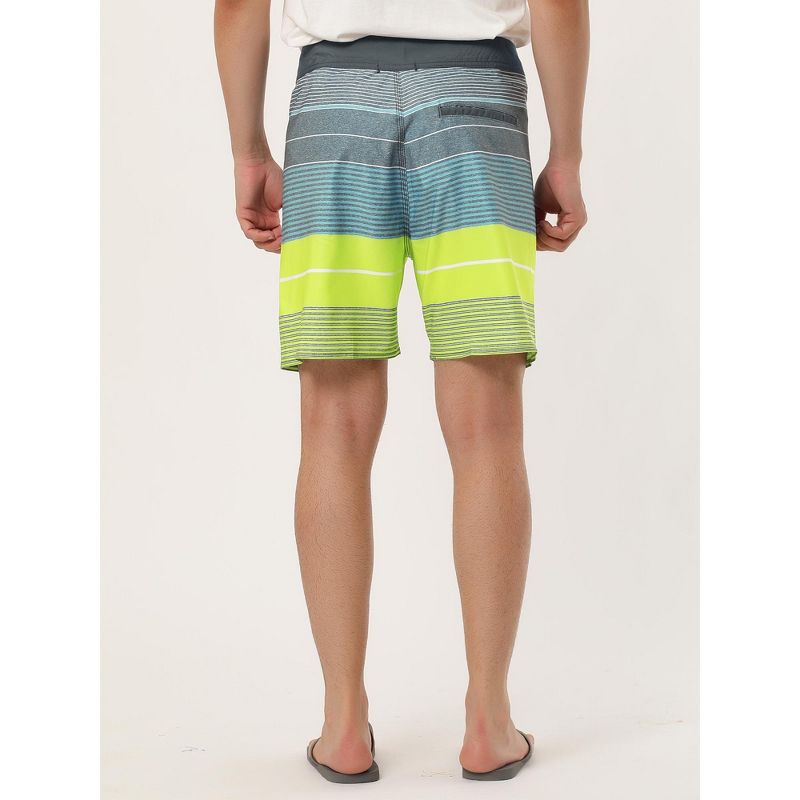 Lars Amadeus Men's Summer Printed Drawstring Color Block Swim Beach Shorts Boardshorts, 5 of 7