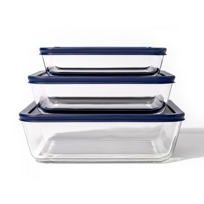 Dura Culina® Nesting Round Glass Food Container Sets, Various Colors ...