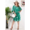 LA LEELA Women's House Daily Routine Evening Wear Caftan Bikini Casual Cover Ups Ladiessuit Coverup Short Kaftan Dresses for Women 2X-3X Green, Solid - 4 of 4