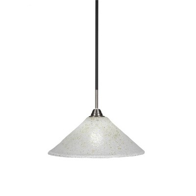 Toltec Lighting Paramount 1 - Light Pendant in  Matte Black/Brushed Nickel with 16" Gold Ice Shade