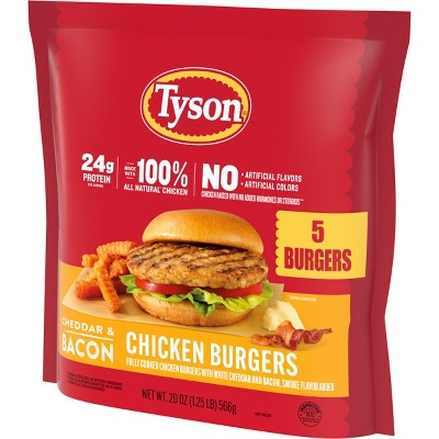 Tyson Bacon & Cheddar Boneless Chicken Burger - Frozen - 20oz