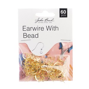 John Bead Must Have Findings Metal Gold 18mm Ear Wire Beads for Jewelry Making Findings, 60 Pieces - 1 of 4