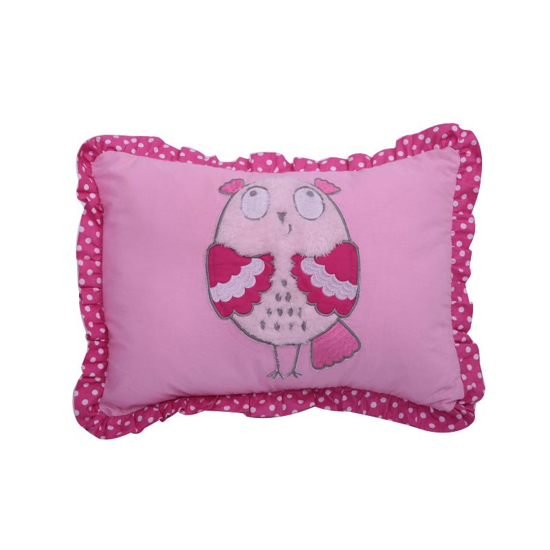 Bacati - Owls Pink/Grey Girls Cotton Throw Pillow, 1 of 6