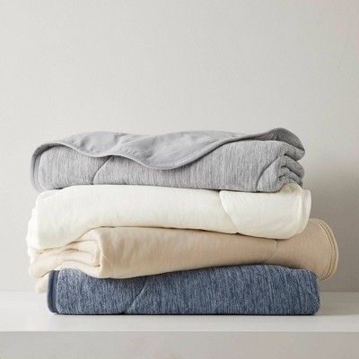 Ivory Lightweight Cooling Knit Throw Blanket