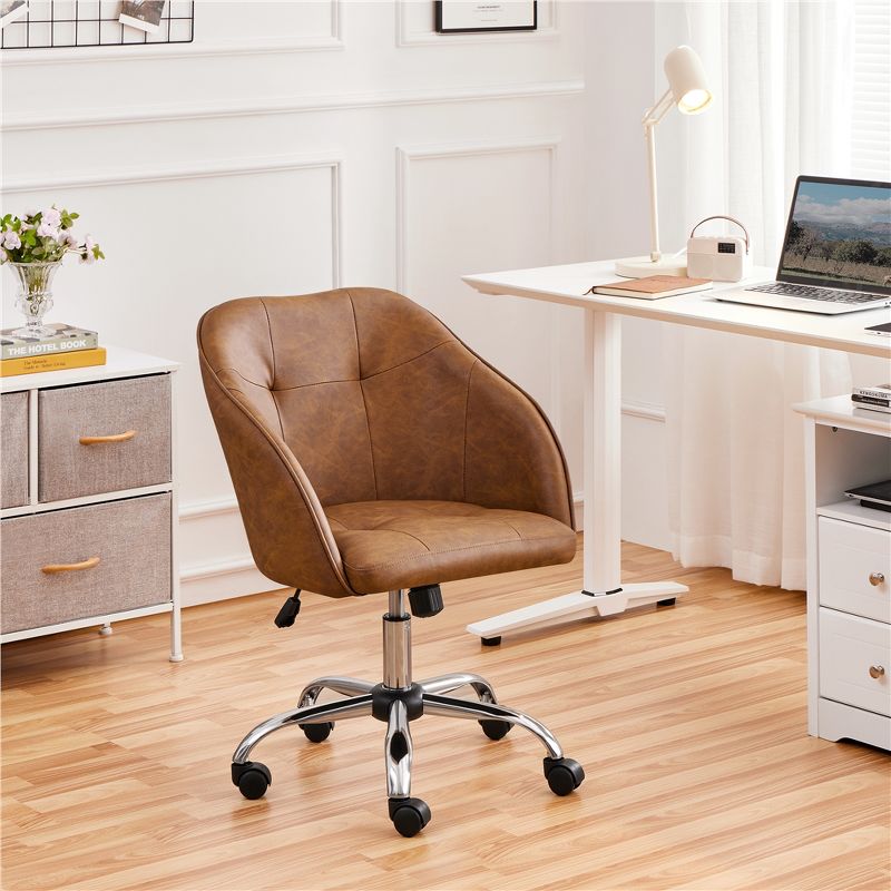 Yaheetech Velvet Desk Chair for Home Office, Soft Height Adjustable 360° Swivel Computer Chair, 3 of 12