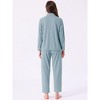 INSPIRE CHIC Women's Lounge Set Cotton Ribbed Button Up Long Sleeve Pants Pattern with Pocket Pajama Set Loungewear - 4 of 4