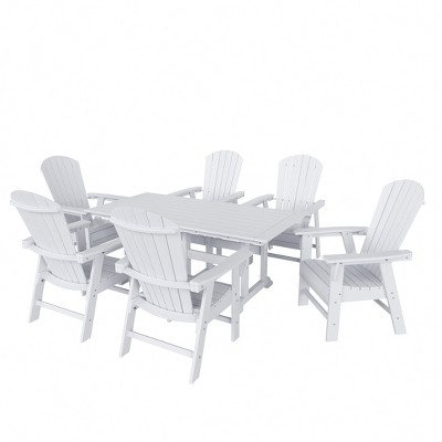 WestinTrends 7 Piece Outdoor Patio Dining Table and Adirondack Armchair Set