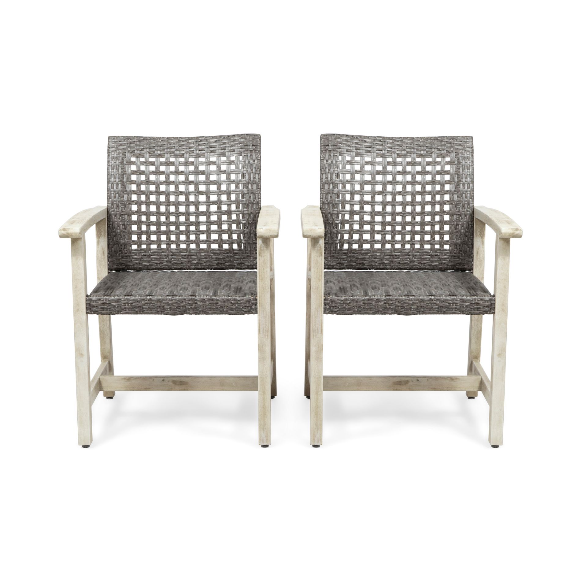 Gulches Wood & Wicker Dining Chairs (Set of 2) Premium Acacia Wood with Complementary Finish, Hand-Crafted Woven Seating, 400lbs Capacity