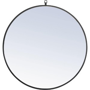 Elegant Lighting Metal frame Round Mirror with decorative hook 32 inch Black finish - 1 of 4