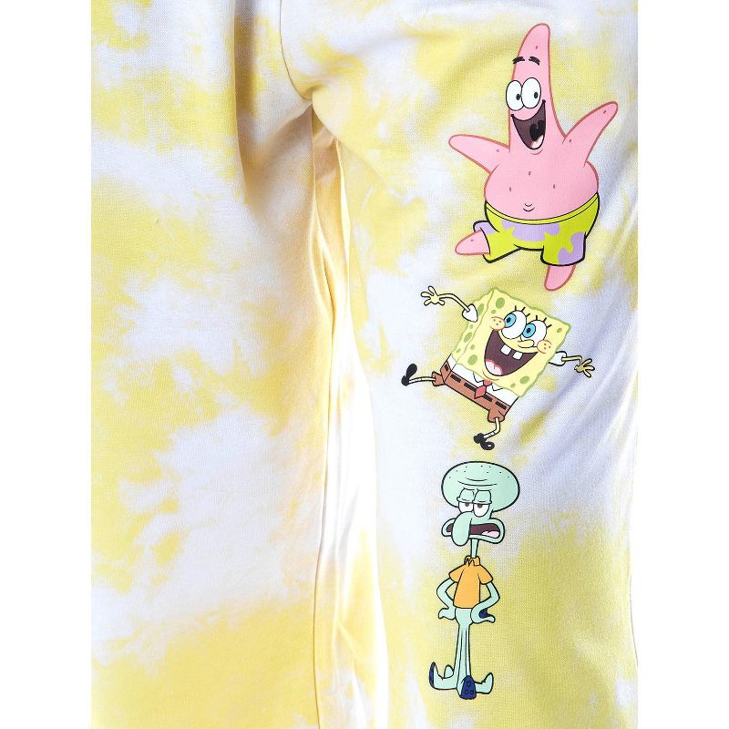 Spongebob Squarepants Tie Dye Womens' Pajama Cropped Hooded Jogger Set Yellow, 3 of 5