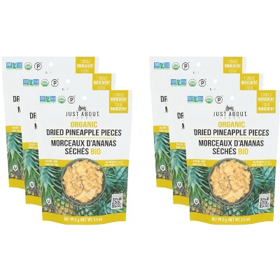Just About Foods Organic Dried Pineapple Slices - Pack of 6 - 3.5 oz