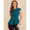 INSPIRE CHIC Women's Elegant Round Neck Cap Sleeve Solid Color Peplum Blouses - 2 of 4