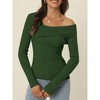 Seta T Women's V Neck Cross Off Shoulder Long Sleeve Ribbed Knit Slim Fit Sweaters - 2 of 4