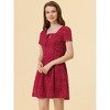 Allegra K Women's Printed Summer Casual Square Neck Short Sleeve Fit and Flare Dress - 2 of 4