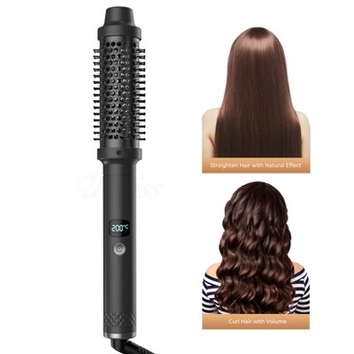 YEVYO Thermal Brush,1.5 in Ionic Heated Round Brush Makes Hair Smoother, 110-240V 30S Fast Heating 5 Temperatures - Black