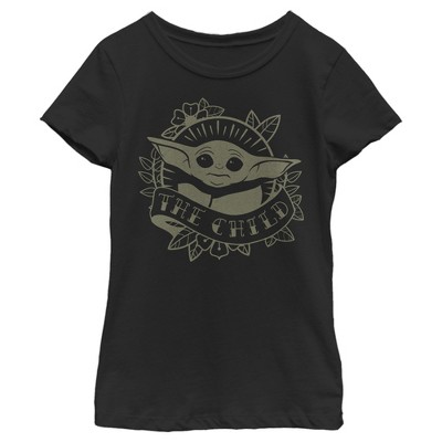 Girl's Star Wars: The Mandalorian Grogu The Child Tattoo T-shirt ...