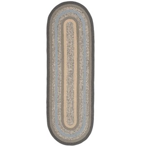 Earth Rugs Oval Braided Rug in Charcoal, Gray, and Ivory – Neutral Jute Accent Mat - 1 of 3