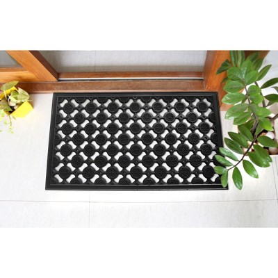 Black Heavy Geometric Trellis Outdoor Coir Doormat