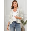Allegra K Women's Striped 3/4 Sleeves Open Front Casual Notched Lapel Blazer - 2 of 4