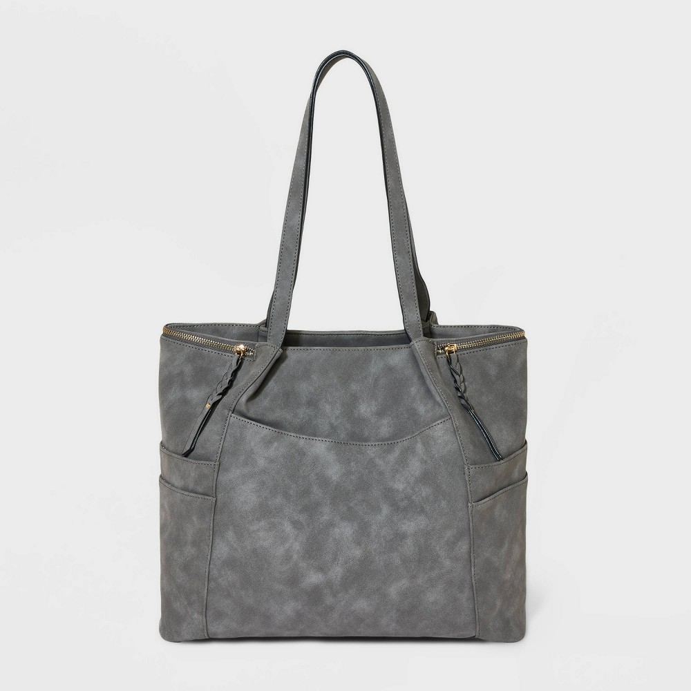 VR NYC Multi Pocket Tote Handbag - Charcoal, Grey