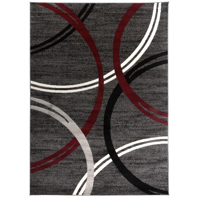 Gray Abstract Circles Design Runner Rug 26 in x 120 in