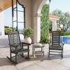 Outsunny Outdoor Rocking Chairs Set of 2, HDPE Patio Rockers with 28" High Back, Wide Armrests and Slatted Seat for Porch Backyard Balcony, Dark Gray - 3 of 4