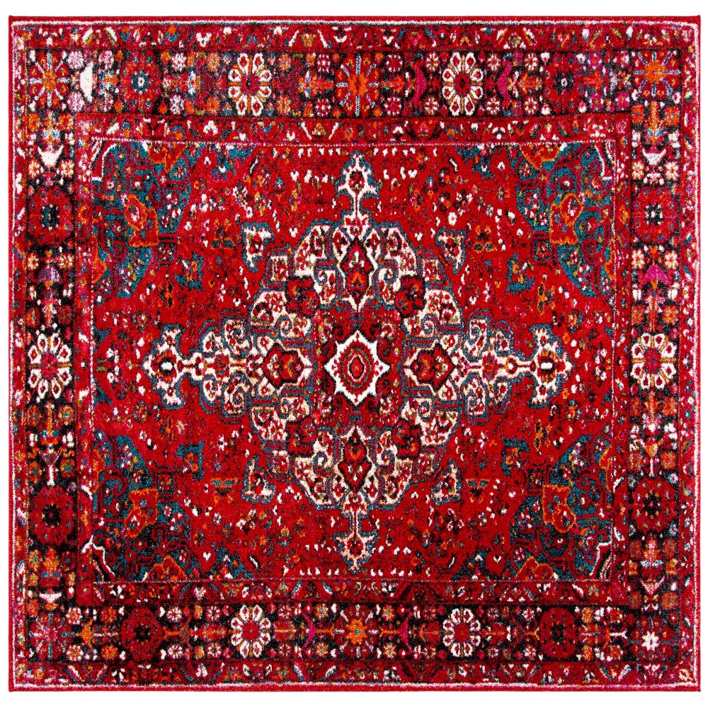 6'7inx6'7in Cindi Medalion Loomed Area Rug Red - Safavieh