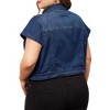 Agnes Orinda Women's Plus Size Denim Y2K Button Down Short Sleeve Streetwear Cropped Jean Jacket - 4 of 4