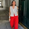 Women's Tie Knit Vest Crochet Sleeveless Open Front Cardigan Sweater Vest Top - 2 of 4