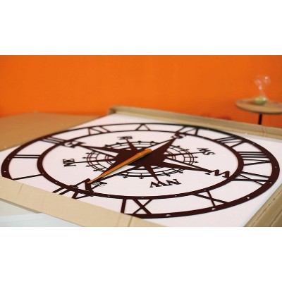 Compass Modern Unique and Silent Metal Wall Clock